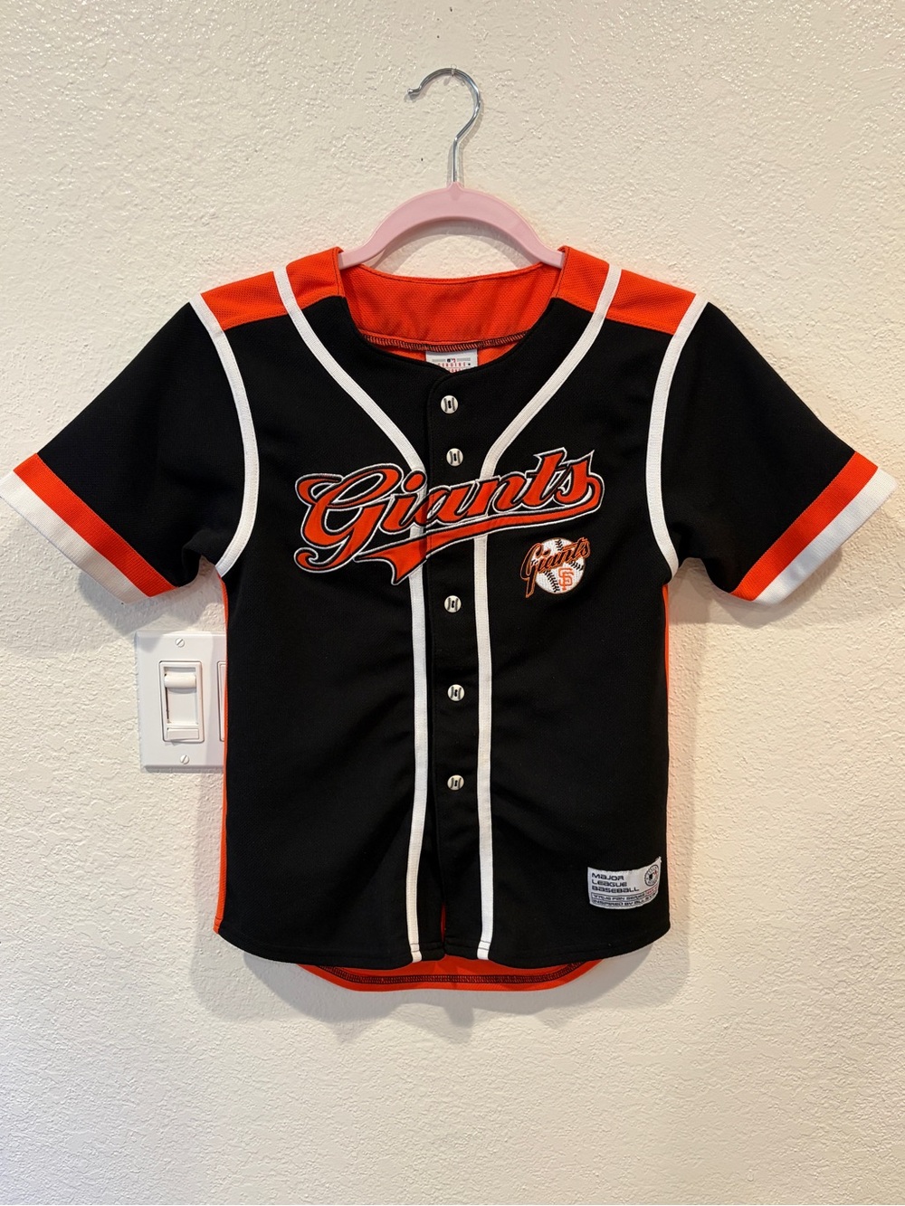 SF Giants Black & Orange Kids Button-Up Jersey